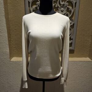 J.Crew Womens M Vintage Rib Cream Soft Long Sleeve Cotton Cabincore Preppy